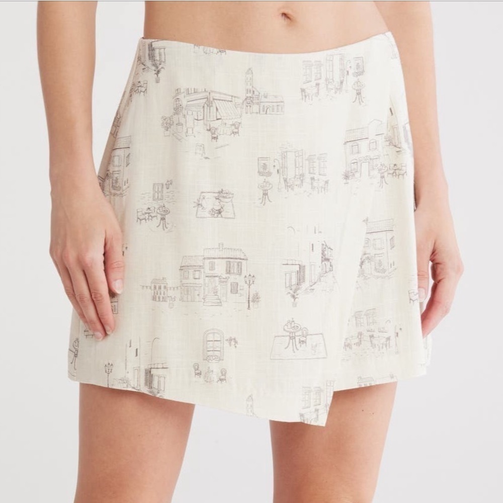 Elodie Cream Asymmetrical Skirt w/ built in shorts
